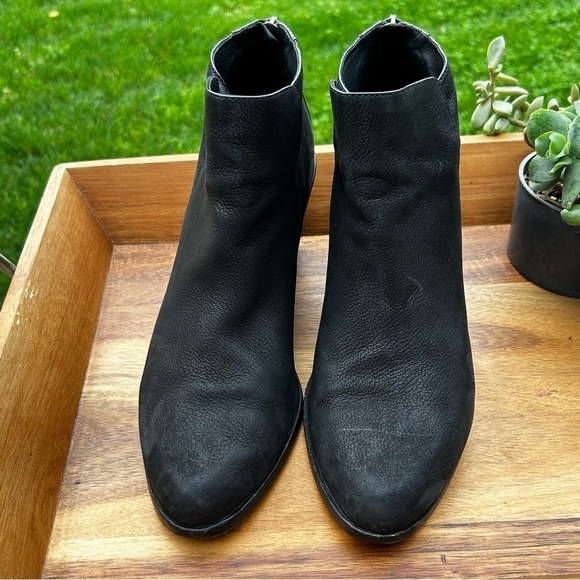 EILEEN FISCHER  “PEER” Suede Booties Heeled Ankle Boots Black | Size 9.5 - Picture 2 of 11